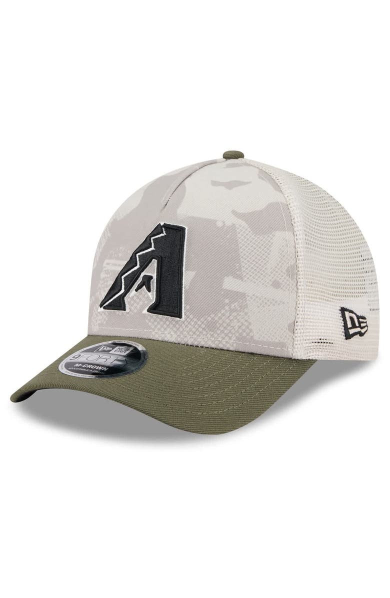New Era Men's New Era Light Beige/Olive Arizona Diamondbacks 2025 Armed Forces Day 9FORTY M-Crown A-Frame Adjustable Hat, Alternate, color, Light Beige