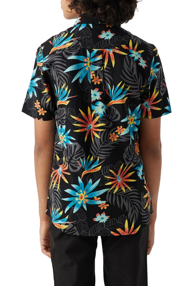 Kids' Oasis Short Sleeve Button-Up Shirt, Alternate, color, BLACK