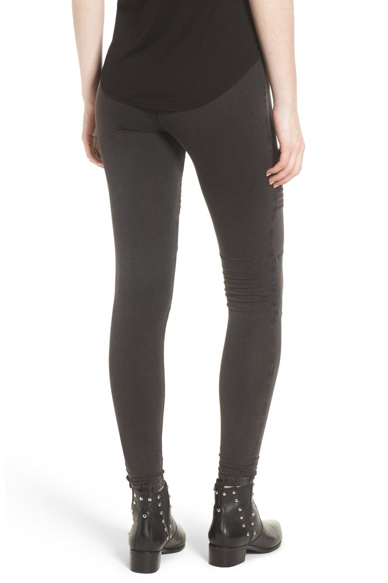 Washed Moto Leggings, Alternate, color, BLACK