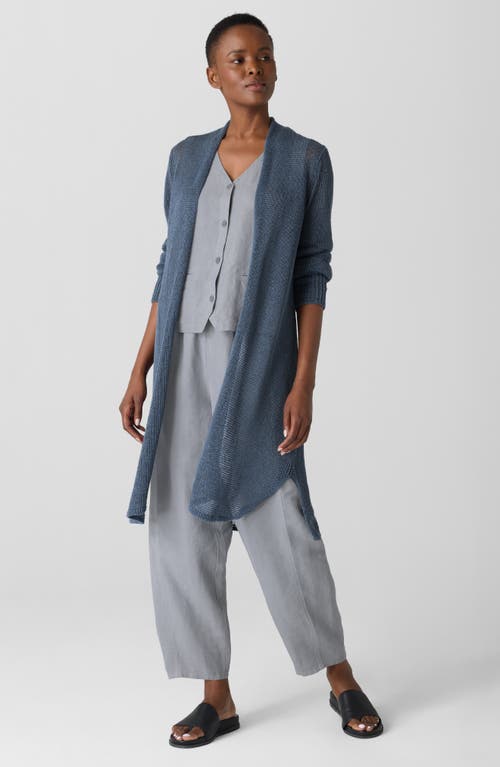 Eileen Fisher Long Organic Cotton Blend Cardigan In Eclipse