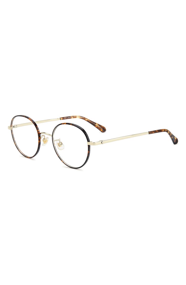 Kate Spade New York helka 49mm small round optical glasses, Alternate, color, Havana Gold