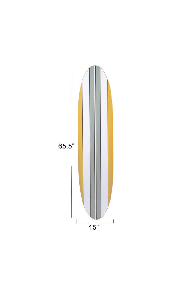 Storied Home 65.5 Inches Reclaimed Wood Striped Surfboard Wall Décor, Multicolor, Alternate, color, Grey