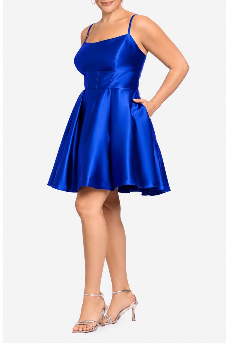 Satin Party Dress, Alternate, color, ROYAL
