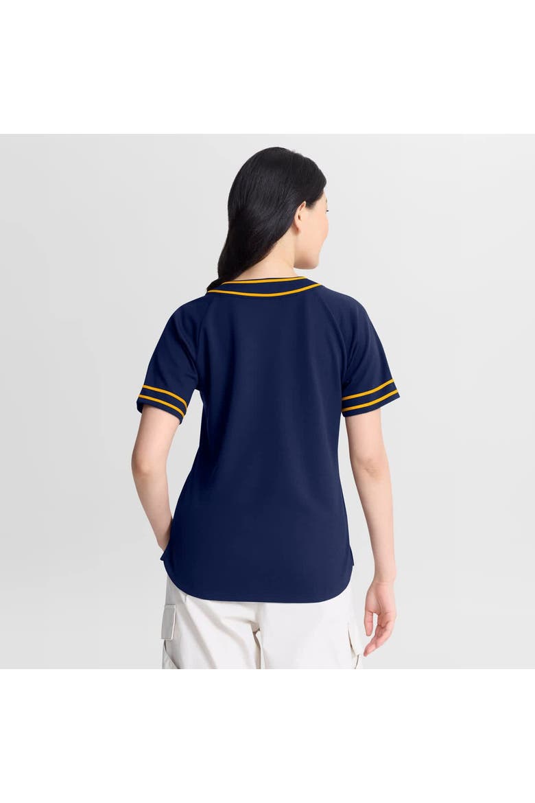 Women's Fanatics Navy Milwaukee Brewers Diva Race Ahead Raglan V-Neck T-Shirt, Alternate, color, Navy