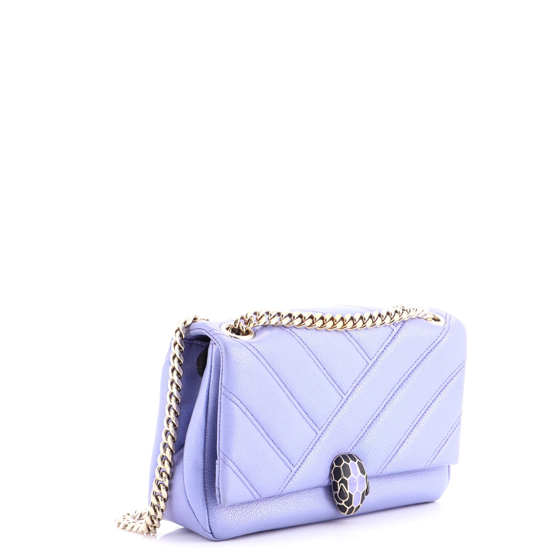 Serpenti Cabochon Shoulder Bag Diagonal Quilted Leather Small, Alternate, color, Metallic Silver