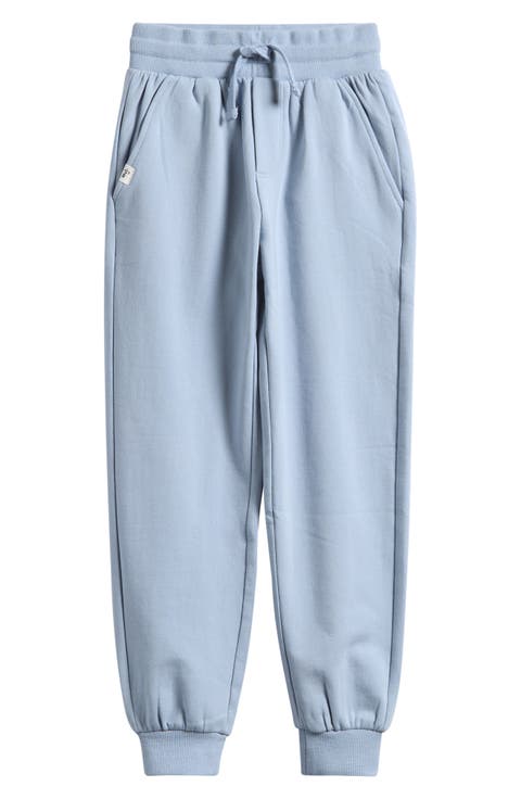 Kids' Light Blue Stretch Cotton Fleece Joggers