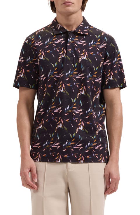 Hendrix Leaf Print Pima Cotton Polo