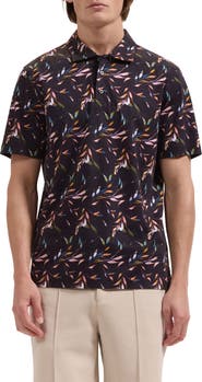 Bugatchi Hendrix Leaf Print Pima Cotton Polo