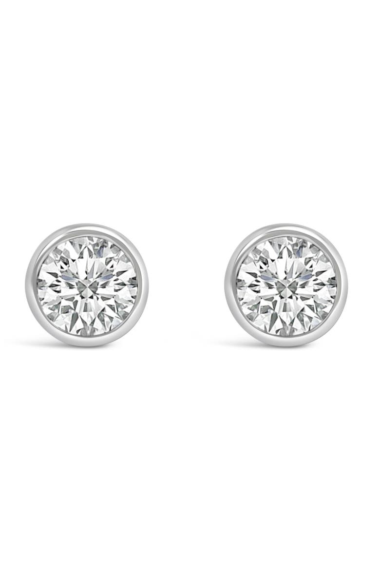 14K White Gold 2.0 Ct Lab Grown Diamond Classic Bezel Solitaire Stud Earrings, Main, color, White