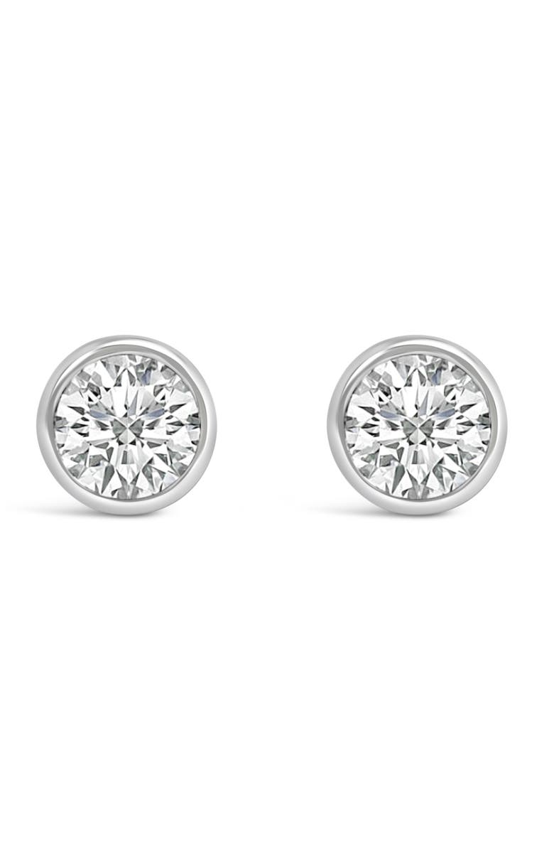 Haus of Brilliance 14K White Gold 2.0 Ct Lab Grown Diamond Classic Bezel Solitaire Stud Earrings, Main, color, White