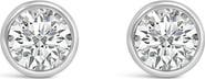 Haus of Brilliance 14K White Gold 2.0 Ct Lab Grown Diamond Classic Bezel Solitaire Stud Earrings