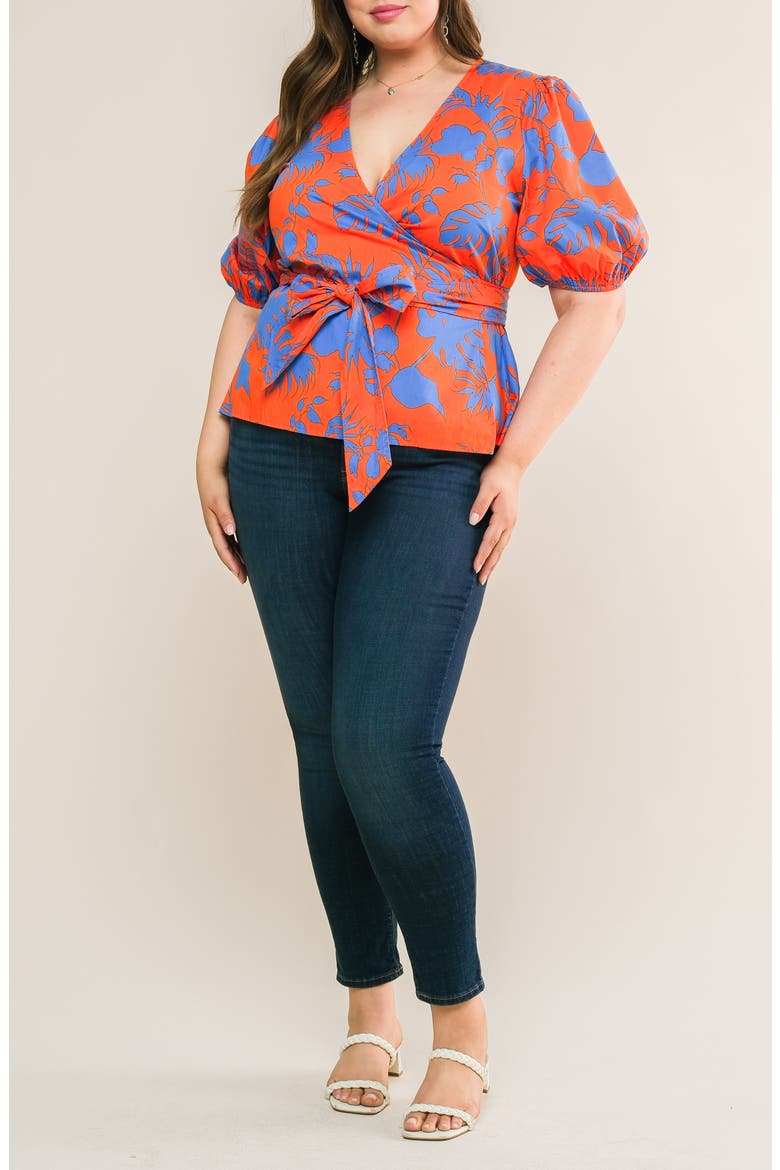 Cotton Wrap Top, Alternate, color, ORANGE