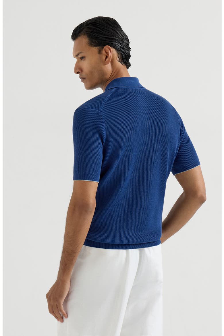 Half English rib knit polo, Alternate, color, Avio Blue