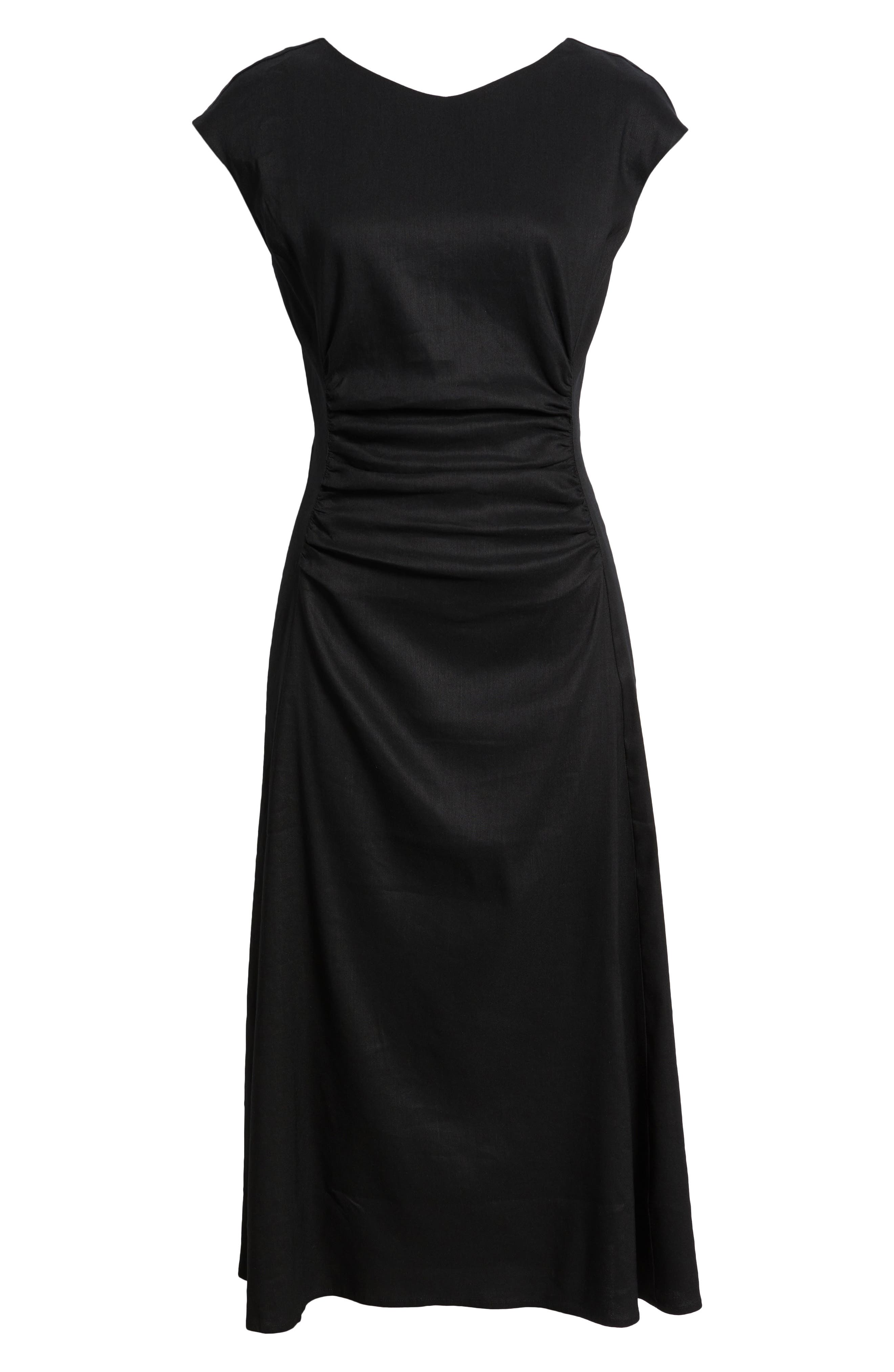 Женские Nordstrom Linen Blend Ruched Midi Dress — фото 6