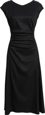 Nordstrom Linen Blend Ruched Midi Dress