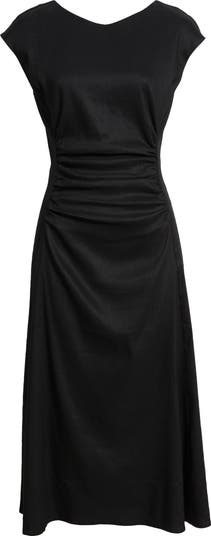 Nordstrom Linen Blend Ruched Midi Dress | Nordstrom Nordstrom Linen Blend Ruched Midi Dress | Nordstrom