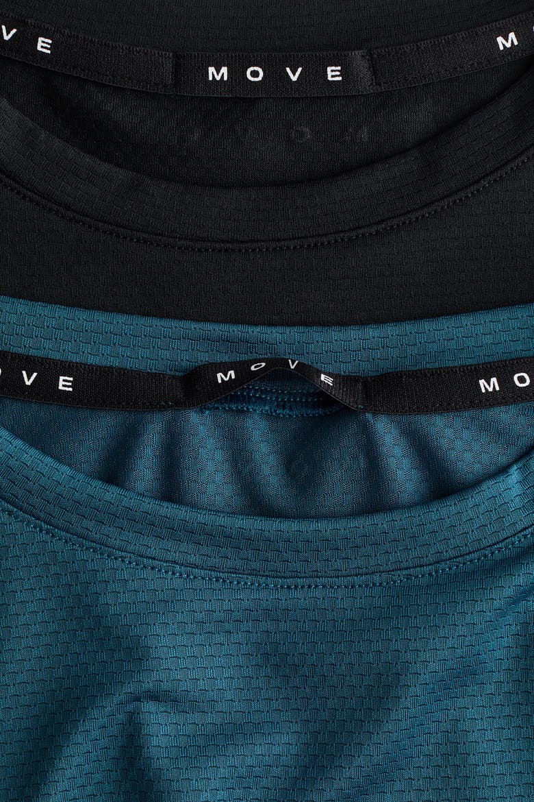 2-Pack Long-Sleeved Sports Shirts With Drymove, Alternate, color, Dark turquoise/black