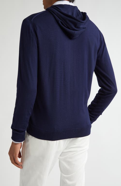 Shop Eleventy Full Zip Wool Hooded Sweater In Blue