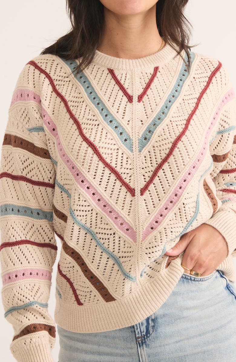 Marine Layer Brooke Stripe Open Stitch Crewneck Sweater, Alternate, color,