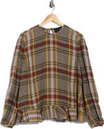 Longchamp Plaid Long Sleeve Ruffle Top