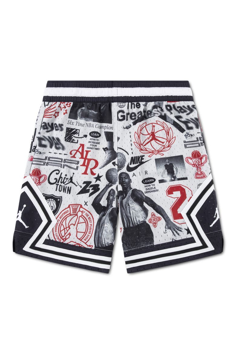 Kids' Print Dri-FIT Mesh Basketball Shorts, Alternate, color, NEUTRAL GREY