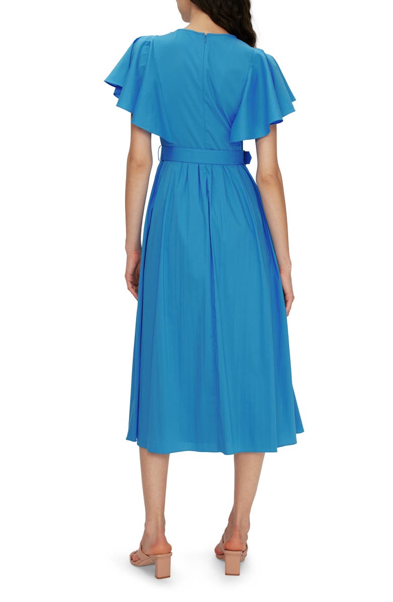 DVF Damon Ruffle Sleeve Cotton Blend Midi Dress, Alternate, color, 