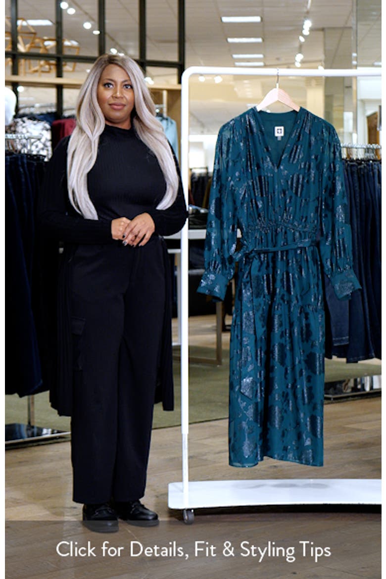 Floral Metallic Long Sleeve Asymmetric Tiered Dress video