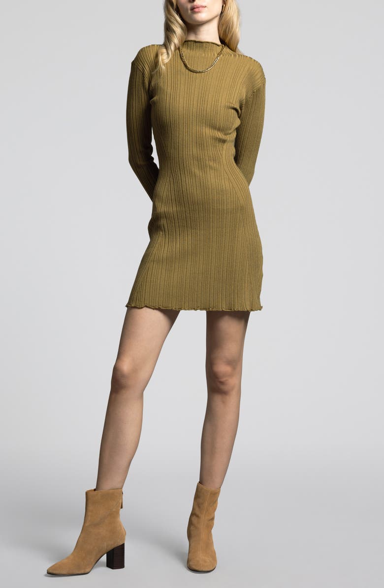 WEEKEND LOS ANGELES Mirren Long Sleeve Ribbed Sweater Dress, Main, color, Oregano