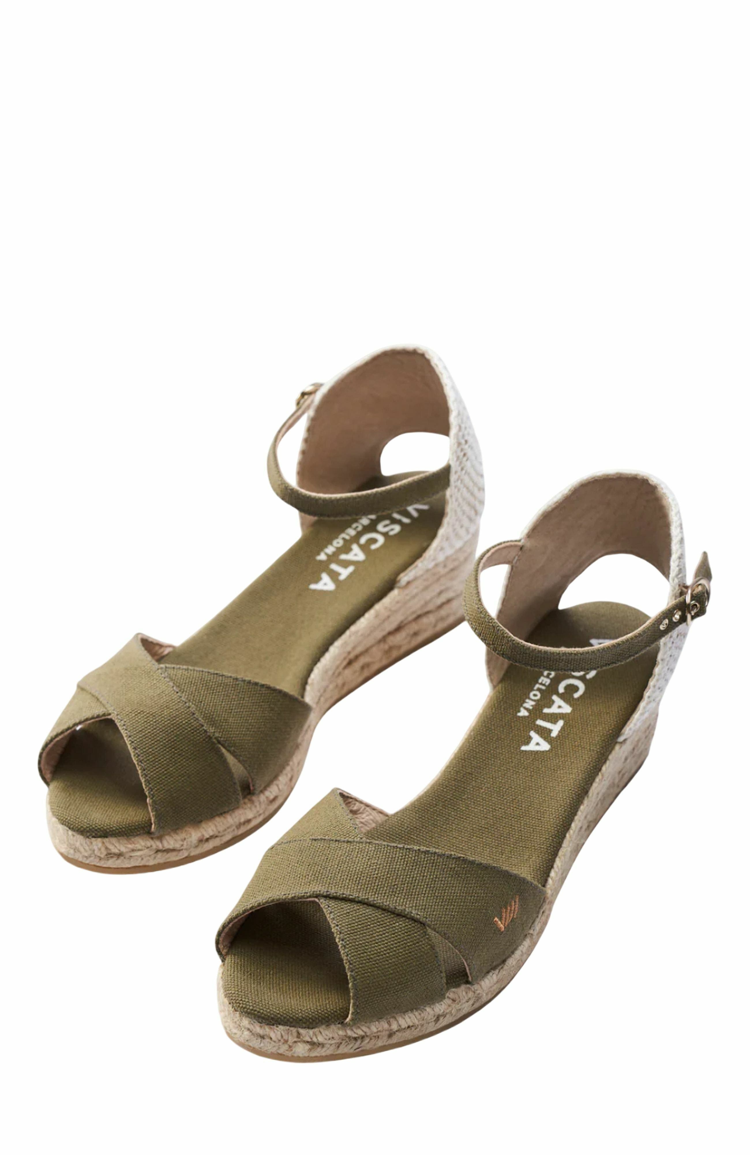 VISCATA Salina Canvas Espadrille Sandal Wedges, Alternate, color, Olive