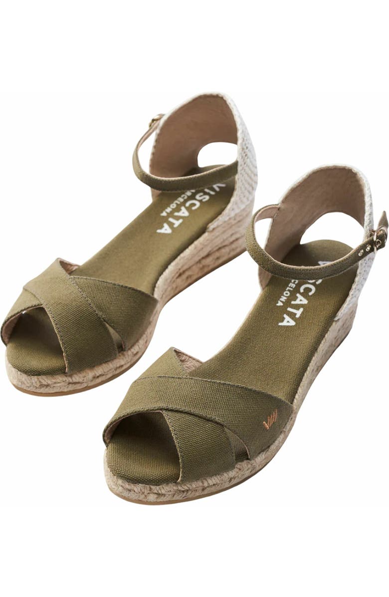VISCATA Salina Canvas Espadrille Sandal Wedges, Alternate, color, Olive