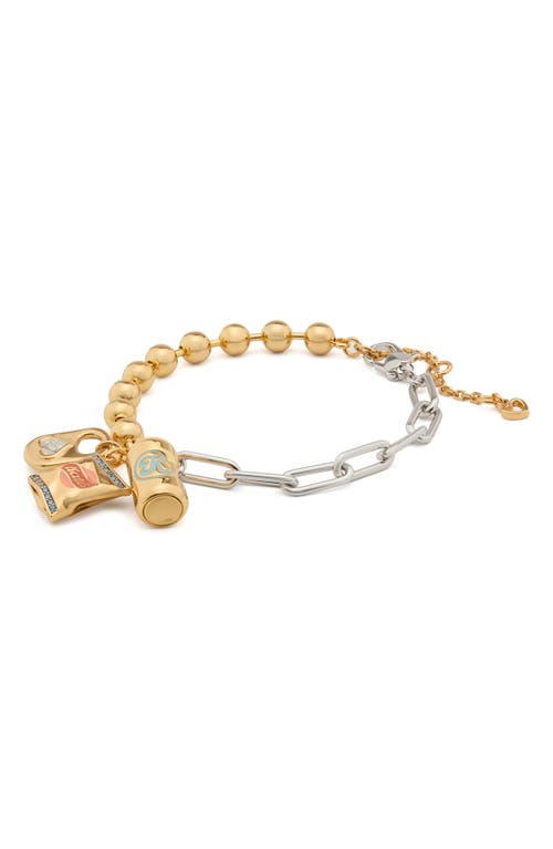 Kate Spade New York Snack Time Mixed Chain Charm Bracelet In Two Tone In Multi