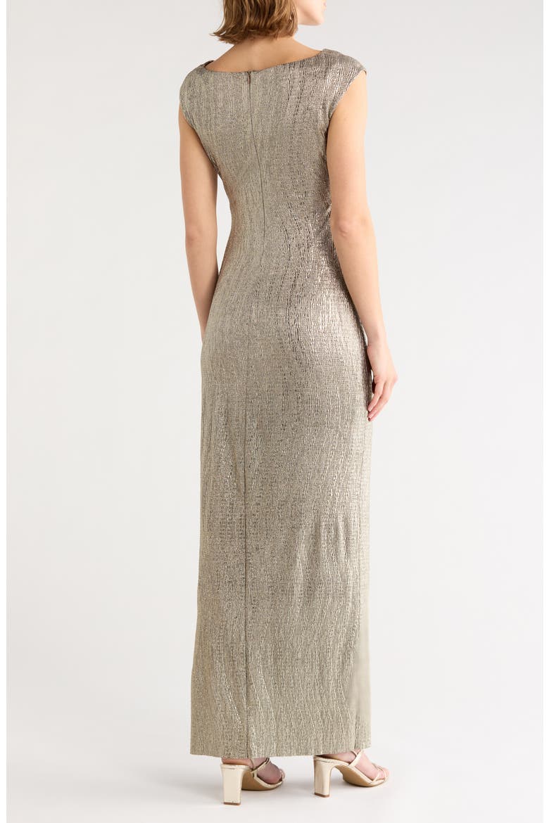 Cowl Neck Evening Dress, Alternate, color, MUSHROON/ GOLD