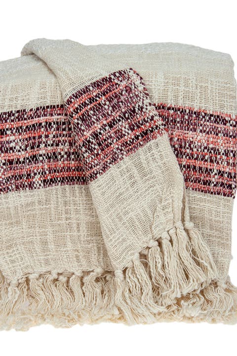 Meena Transitional Multicolored Handloomed 52" x 67" Cotton Throw Blanket