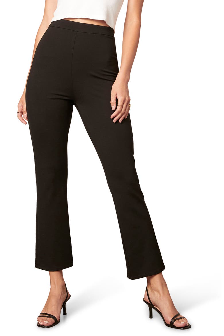 Roxana Crop Kick Flare Ponte Pants, Main, color, BLACK