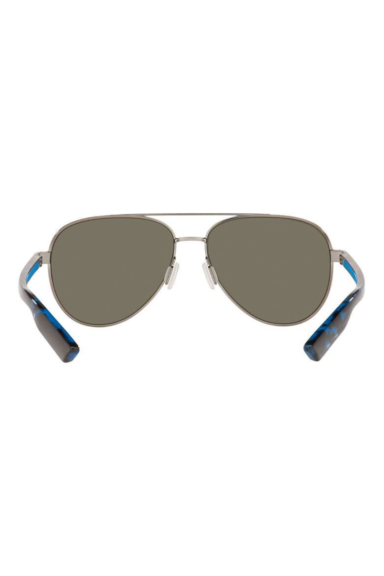 57mm Peli Polarized Mirrored Pilot Sunglasses, Alternate, color, GUNMETAL / BLUE MIRROR 580G