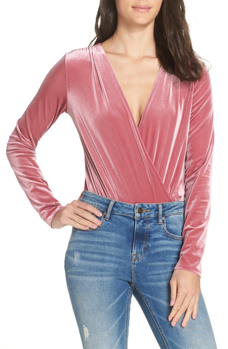 Chelsea28 Be Your Love Velour Bodysuit, Alternate, color, 