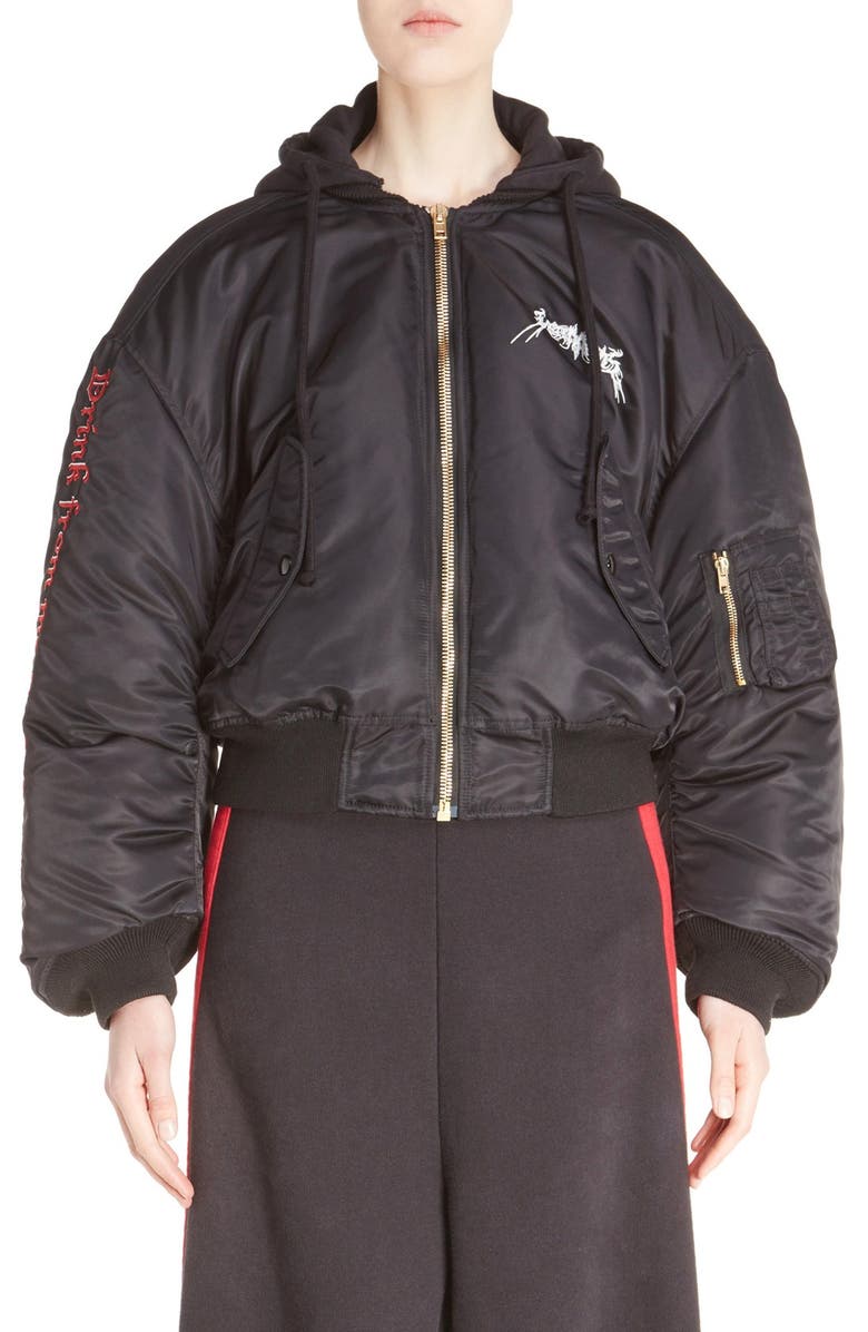 VETEMENTS Embroidered Bomber Jacket, Main, color, 