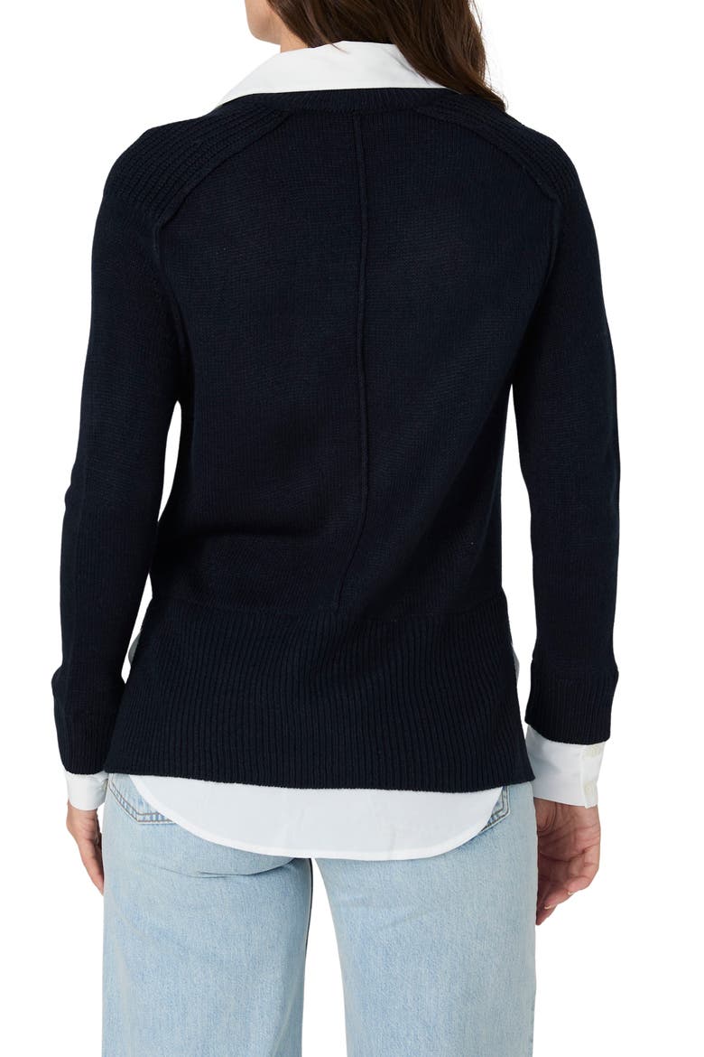 Babysoft Mixed Media Twofer Sweater, Alternate, color, MARINE/ WINTER WHITE