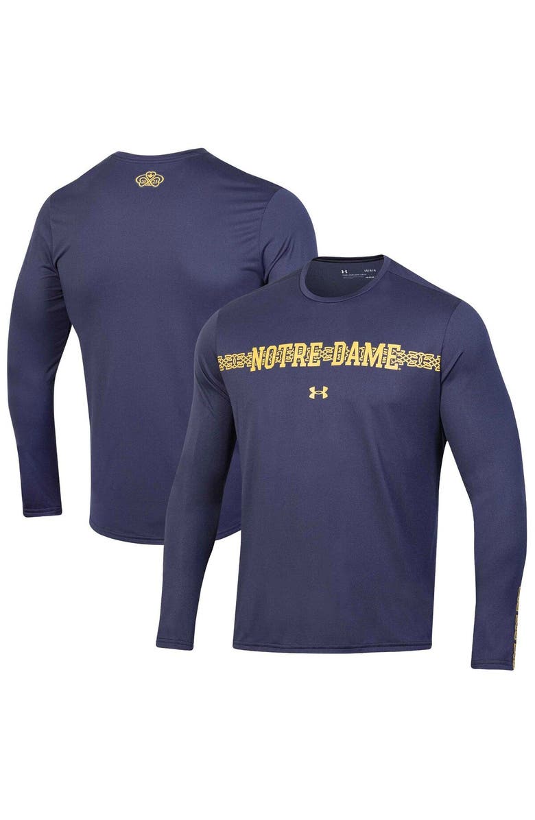 Under Armour Men's Under Armour Navy Notre Dame Fighting Irish 2023 Aer Lingus College Football Classic Performance Long Sleeve T-Shirt, Main, color,