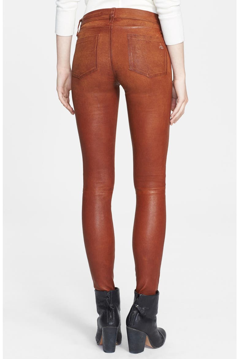 'The Leather Skinny' Pants, Alternate, color, WASHED COGNAC
