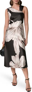 Donna Karan New York Floral Asymmetrical Midi Dress