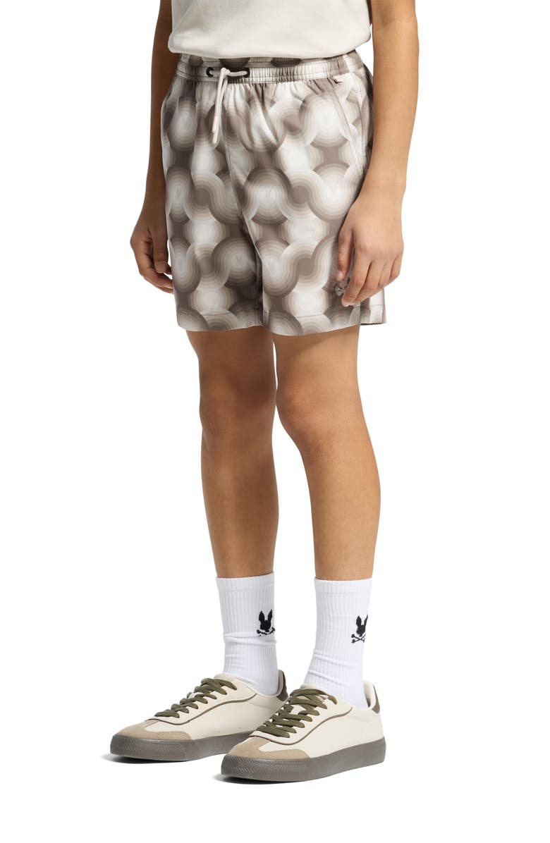 Psycho Bunny Kids' Paros Printed Swim Trunks, Alternate, color, 