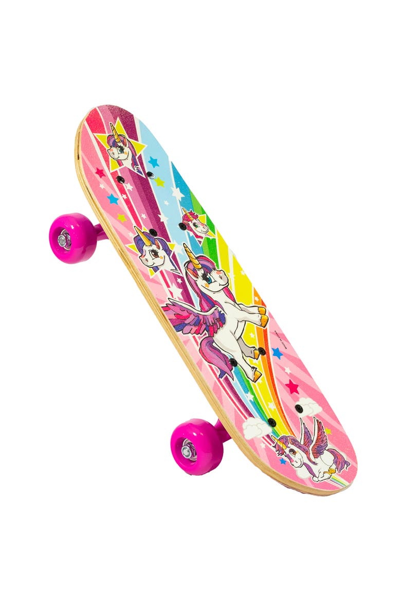17 Inch Unicorn Skateboard Flashing Wheels, Antislip Grip, Wooden Deck, Main, color, Multicolored