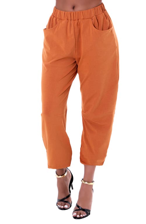 Dai Moda Crop Barrel Leg Pants In Brown