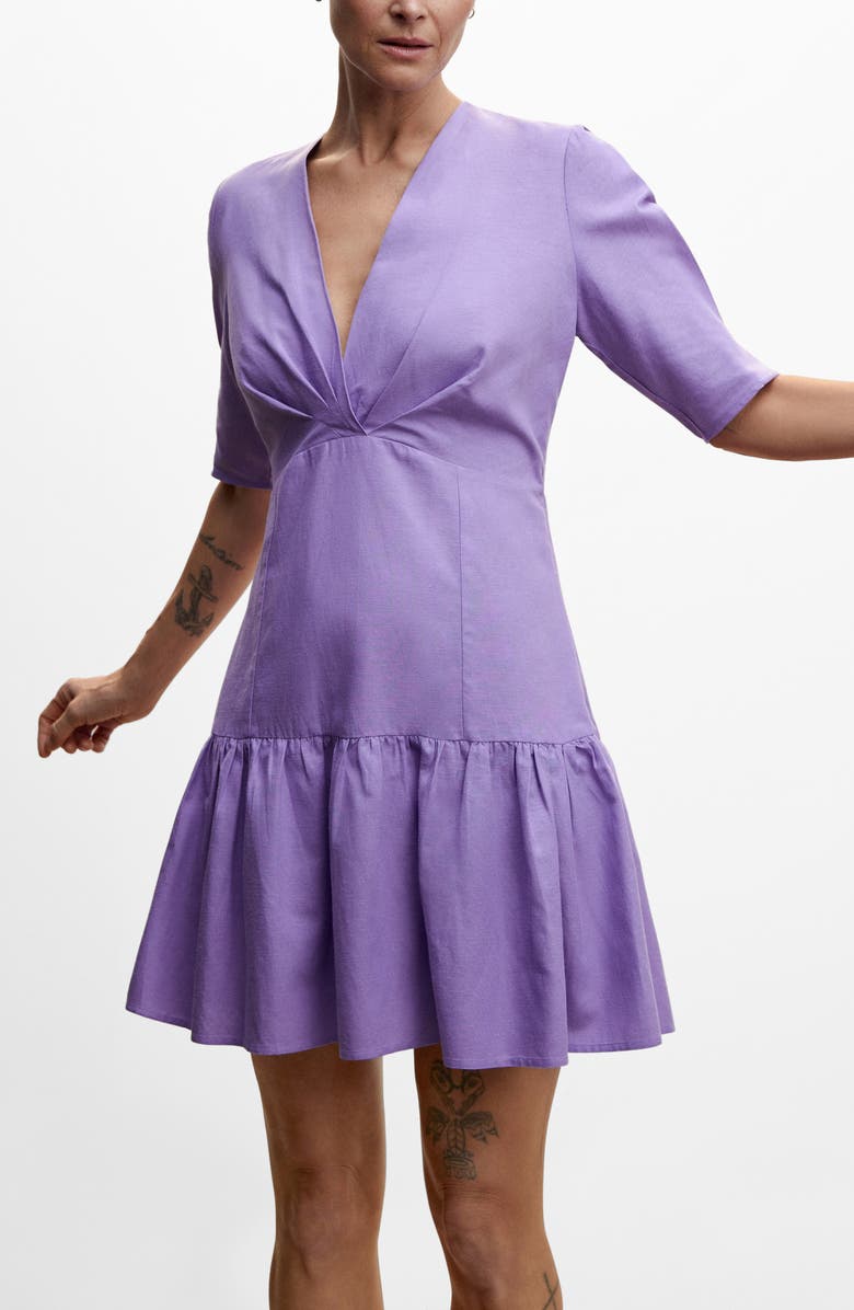 MANGO Ruffle Hem A-Line Dress, Alternate, color, 