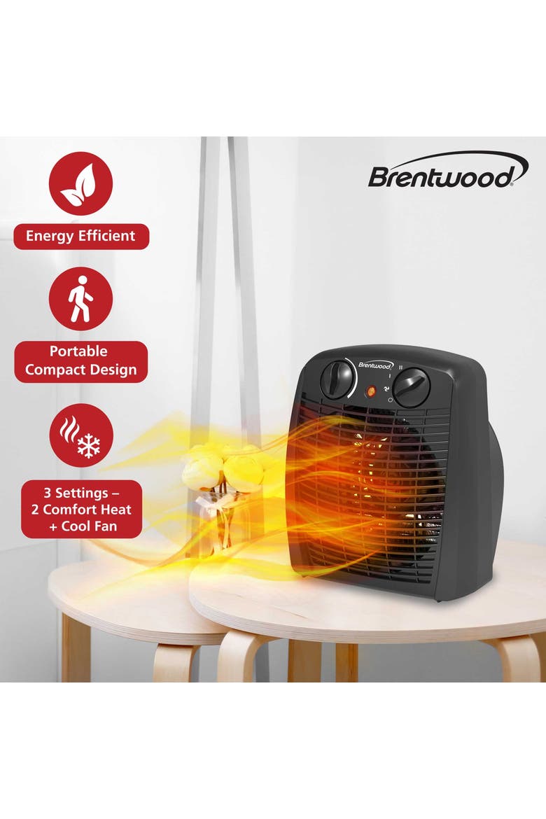 1500 W Portable Electric Space Heater and Fan in Black, Alternate, color, Black