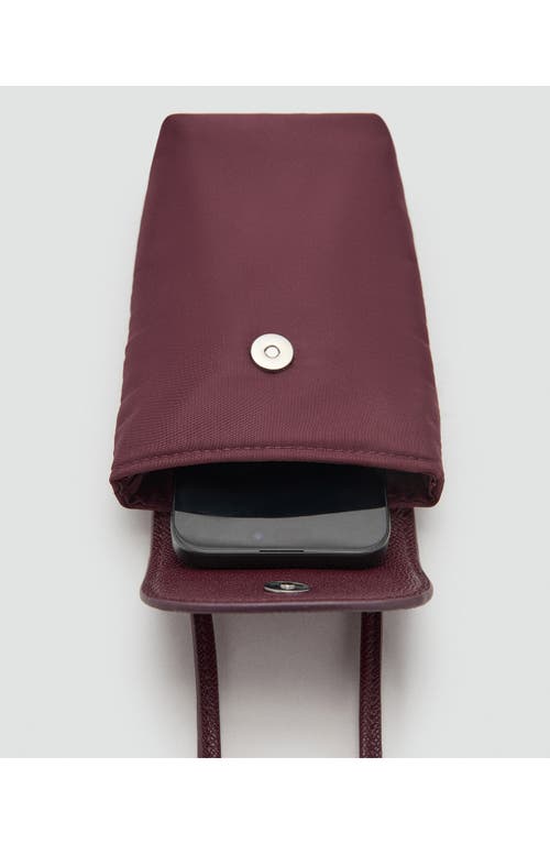 Mango Nylon Phone Crossbody Bag In Burgundy