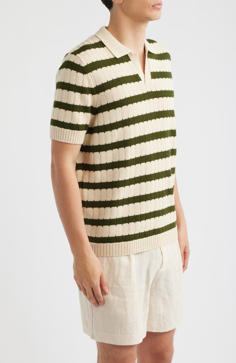 Percival Stine Stripe Polo Sweater, Alternate, color, Cream