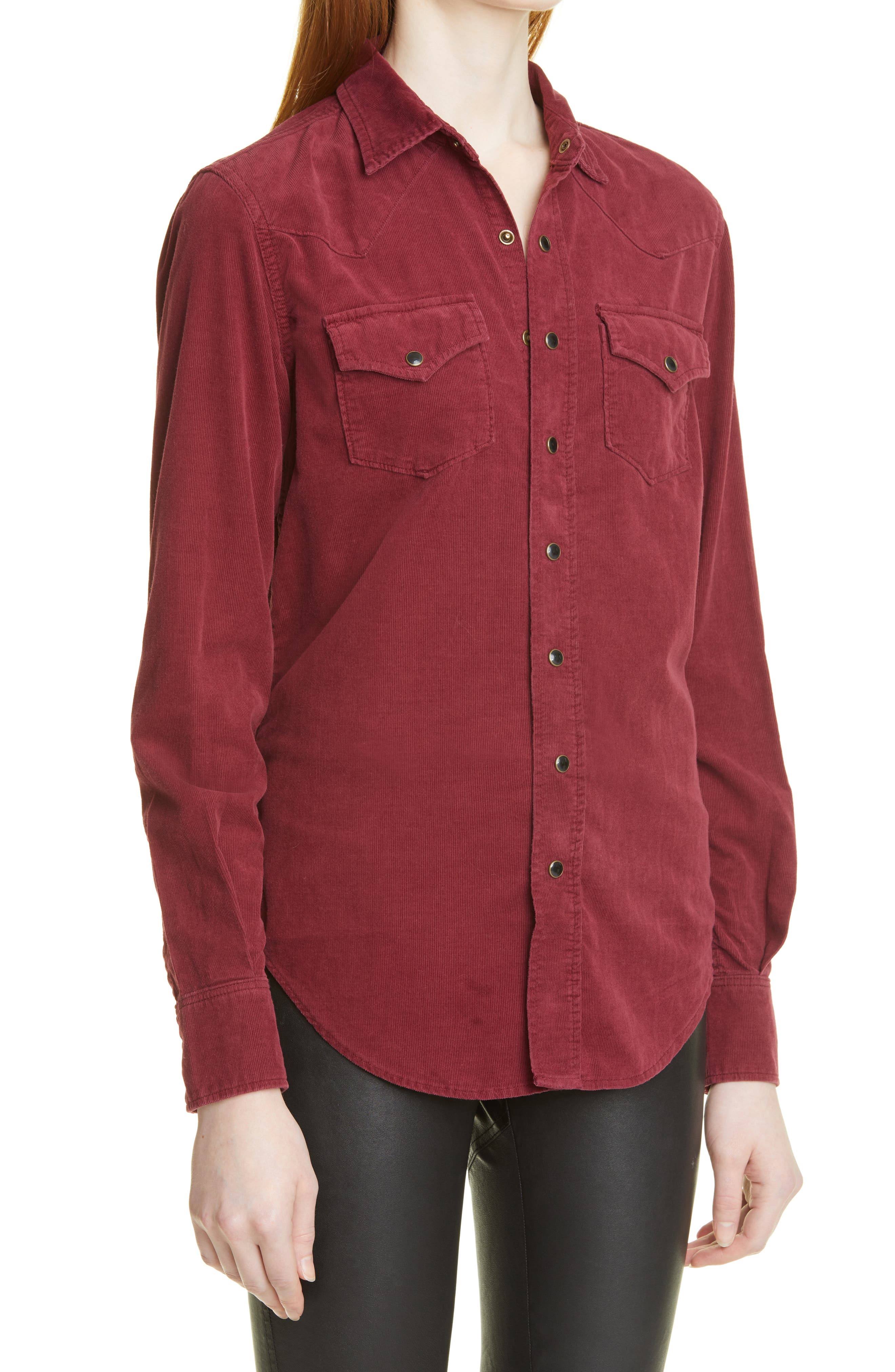 Saint Laurent Cotton Corduroy Western Shirt (Women) | Nordstrom