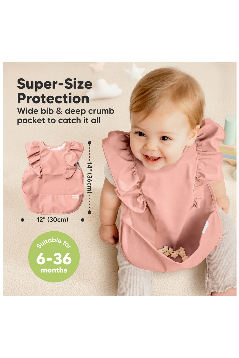 Fae Waterproof Bibs, Alternate, color, Frills, Dusk